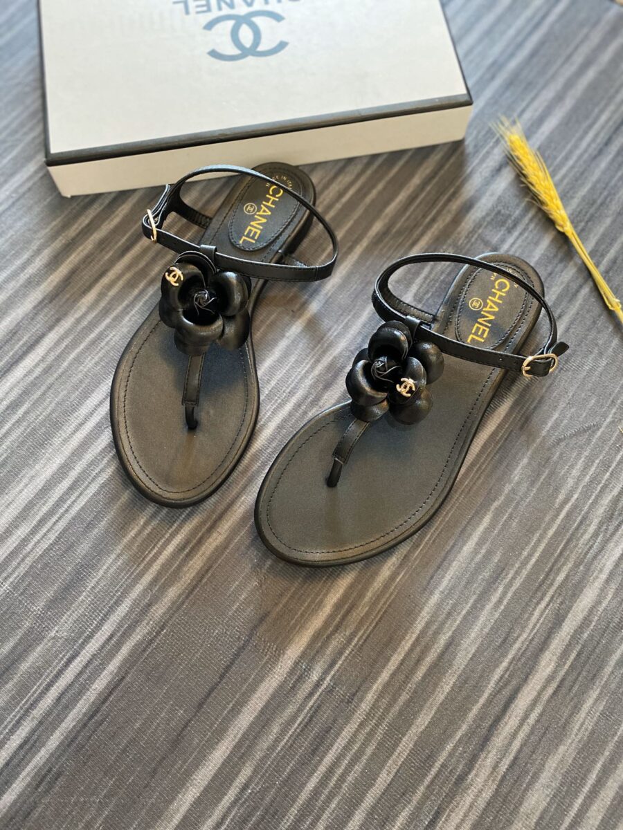 Alternative view of Chanel Jelly Black Rubber Camellia Sandals Black