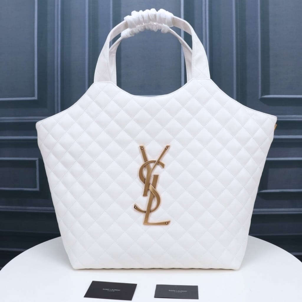 Saint Laurent Icare Maxi Shopping Bag In Quilted White 50Cm - Image 2