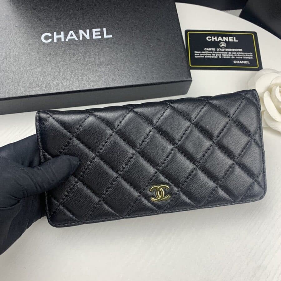 Alternative view of Chanel Quilted Classic Long Flap Wallet Black 19Cm