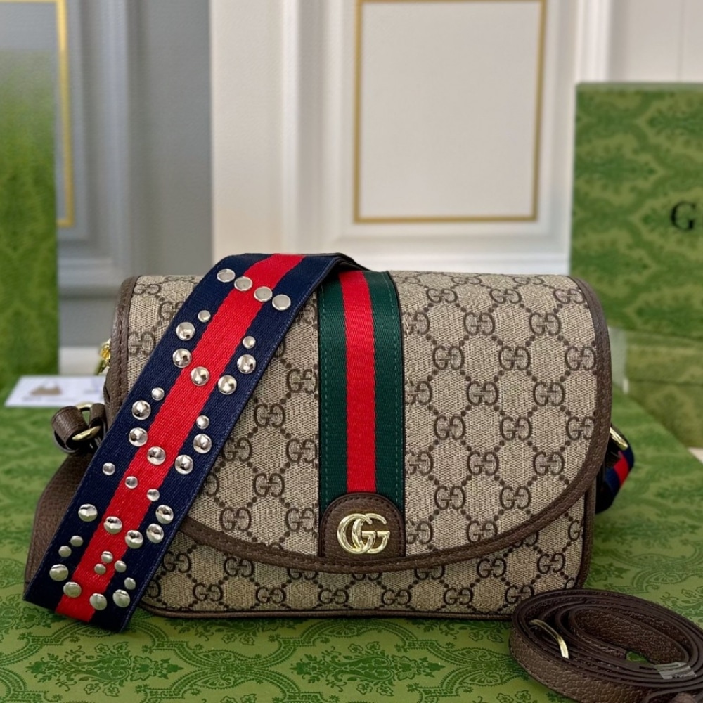 Gucci Ophidia Small Shoulder Bag Beige And Dark Brown GG Supreme 23Cm 722117 FAAX3 9789 - Image 2