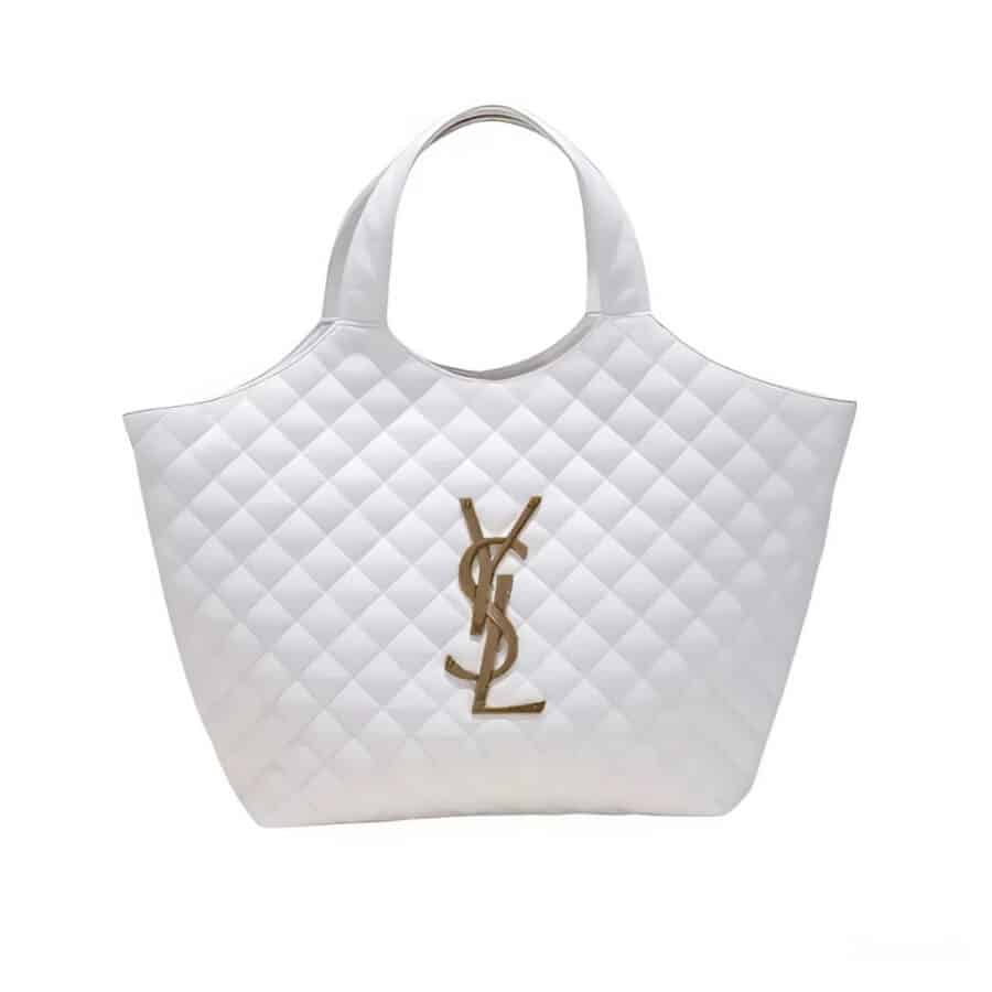 Saint Laurent Icare Maxi Shopping Bag In Quilted White 50Cm