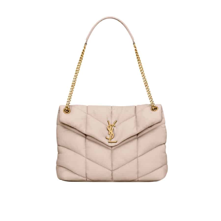 Saint Laurent Puffer Medium In Leather Gold Hardware Beige 35cm 5774751EL072721