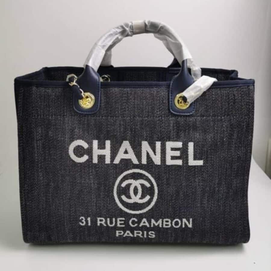 Alternative view of Chanel Medium Deauville Canvas Tote Blue 38Cm