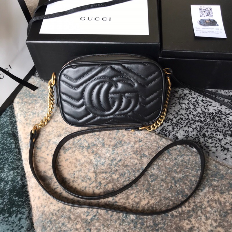 Gucci Marmont Small Matelasse Shoulder Bag Black 24cm 447632 DTD1T 1000 - Image 4