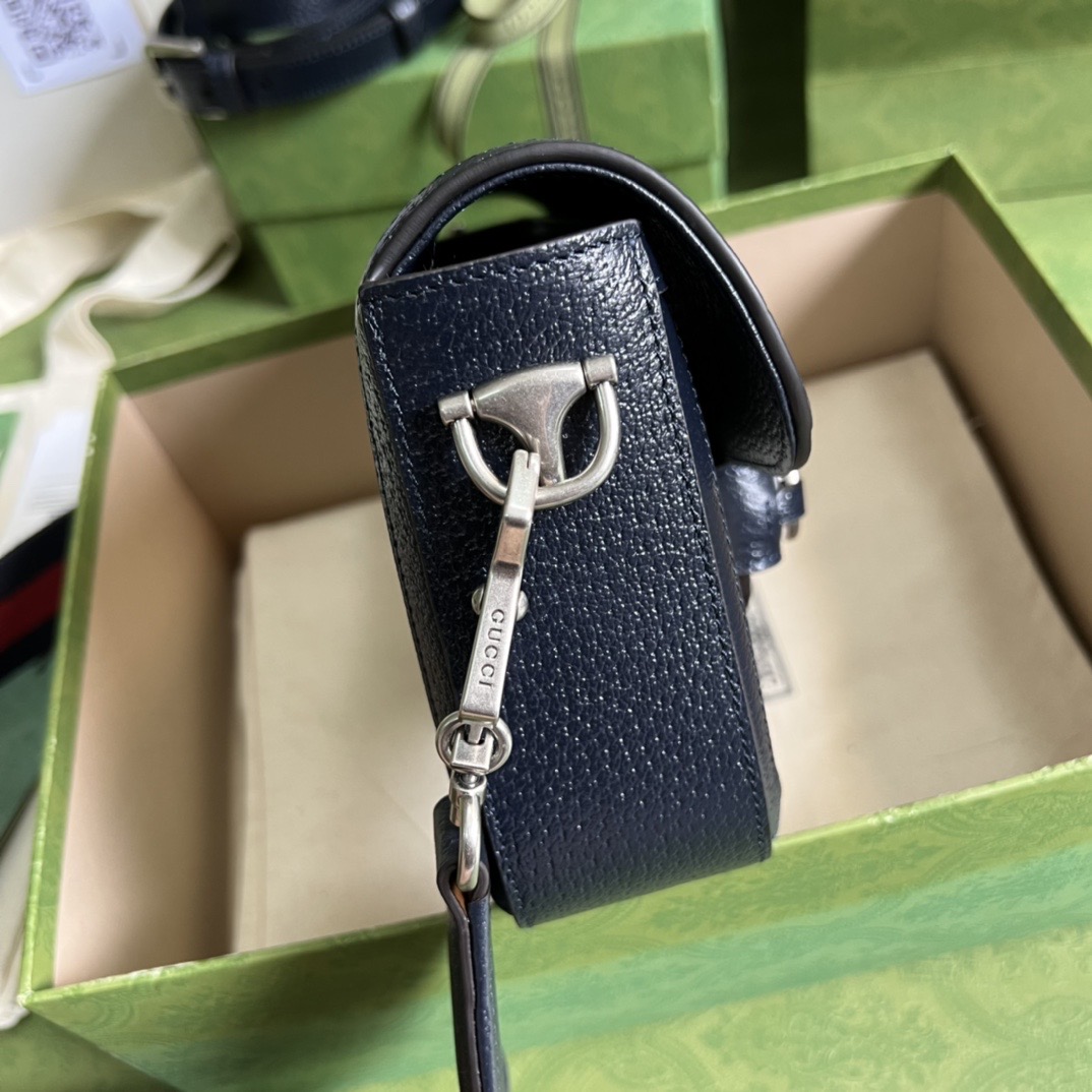 Gucci Horsebit 1955 Small Shoulder Bag GG Supreme Canvas Navy Blue 20cm 658574 96IWN 4076 - Image 6