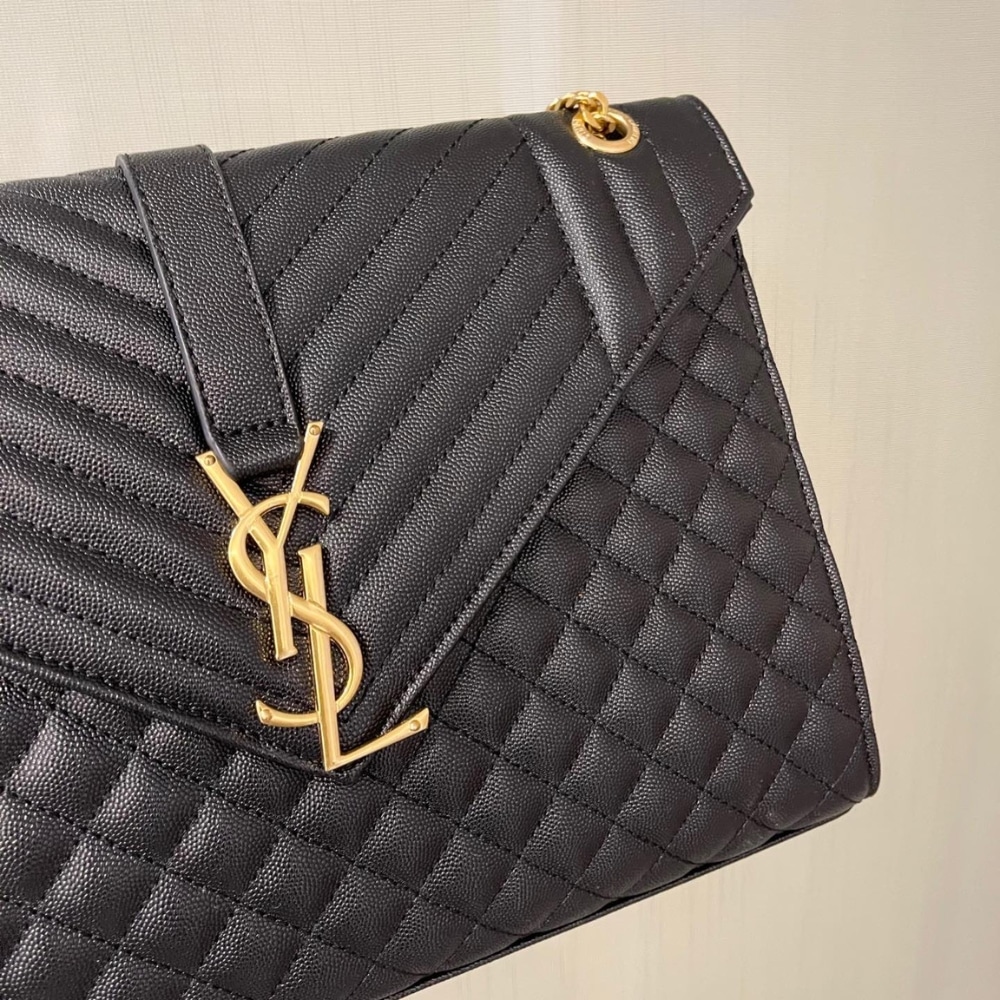 Saint Laurent Envelope Large Mix Matelassé Shoulder Bag Black 31cm 600166BOW911000 - Image 4
