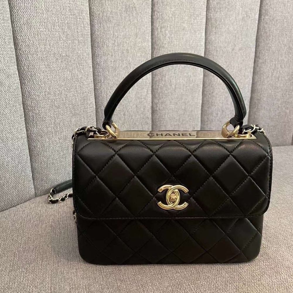 Chanel Flap Bag With Top Handle Black 25cm A92236 Y60767 94305 - Image 3