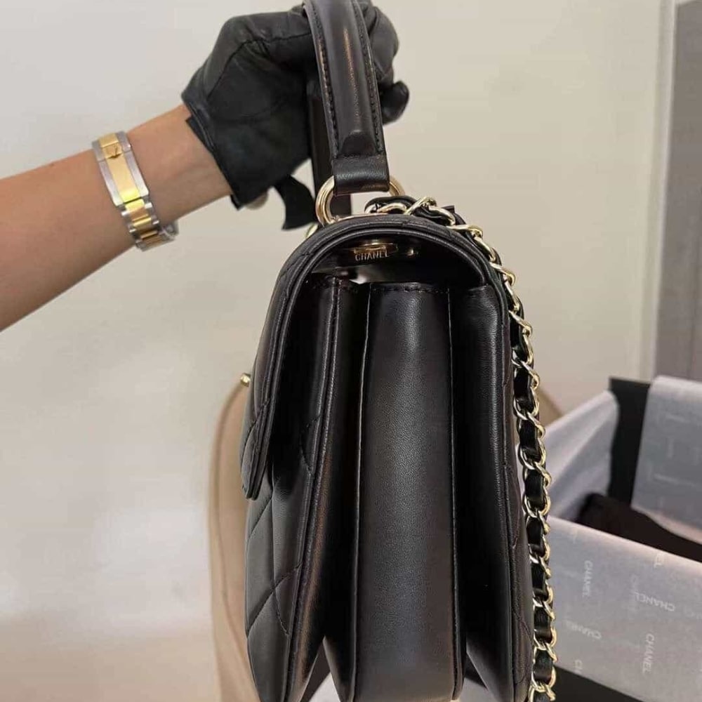 Chanel Flap Bag With Top Handle Black 25cm A92236 Y60767 94305 - Image 4