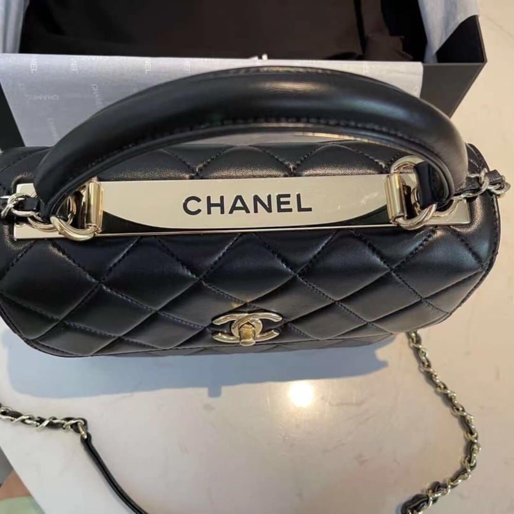 Chanel Flap Bag With Top Handle Black 25cm A92236 Y60767 94305 - Image 6