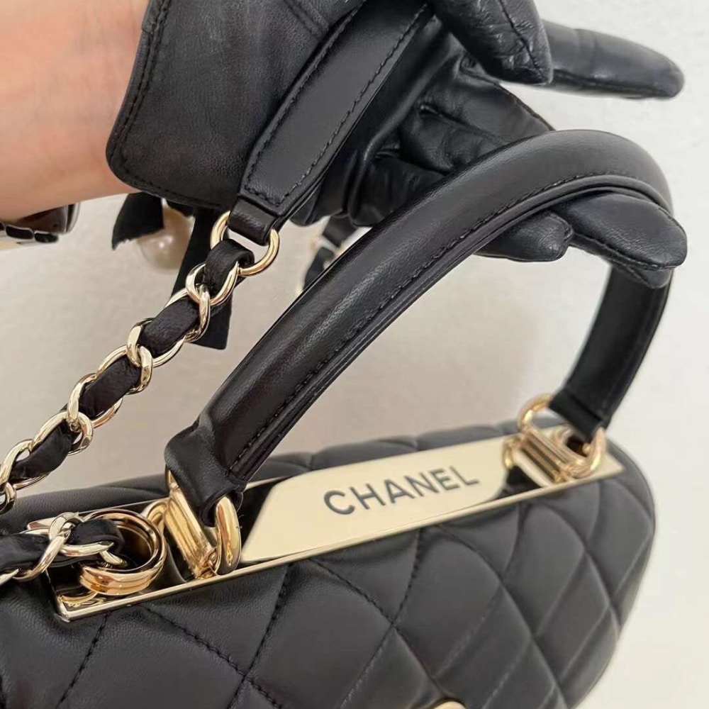 Chanel Flap Bag With Top Handle Black 25cm A92236 Y60767 94305 - Image 7