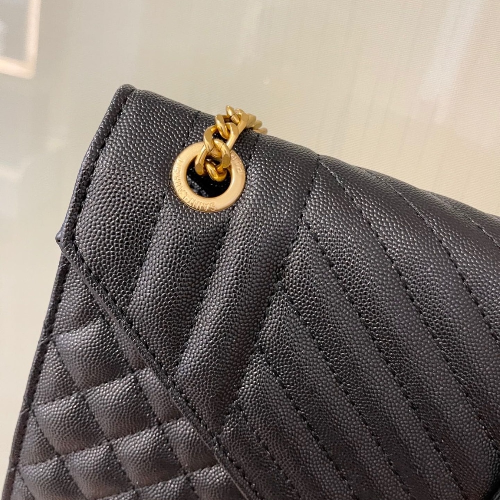 Saint Laurent Envelope Large Mix Matelassé Shoulder Bag Black 31cm 600166BOW911000 - Image 7