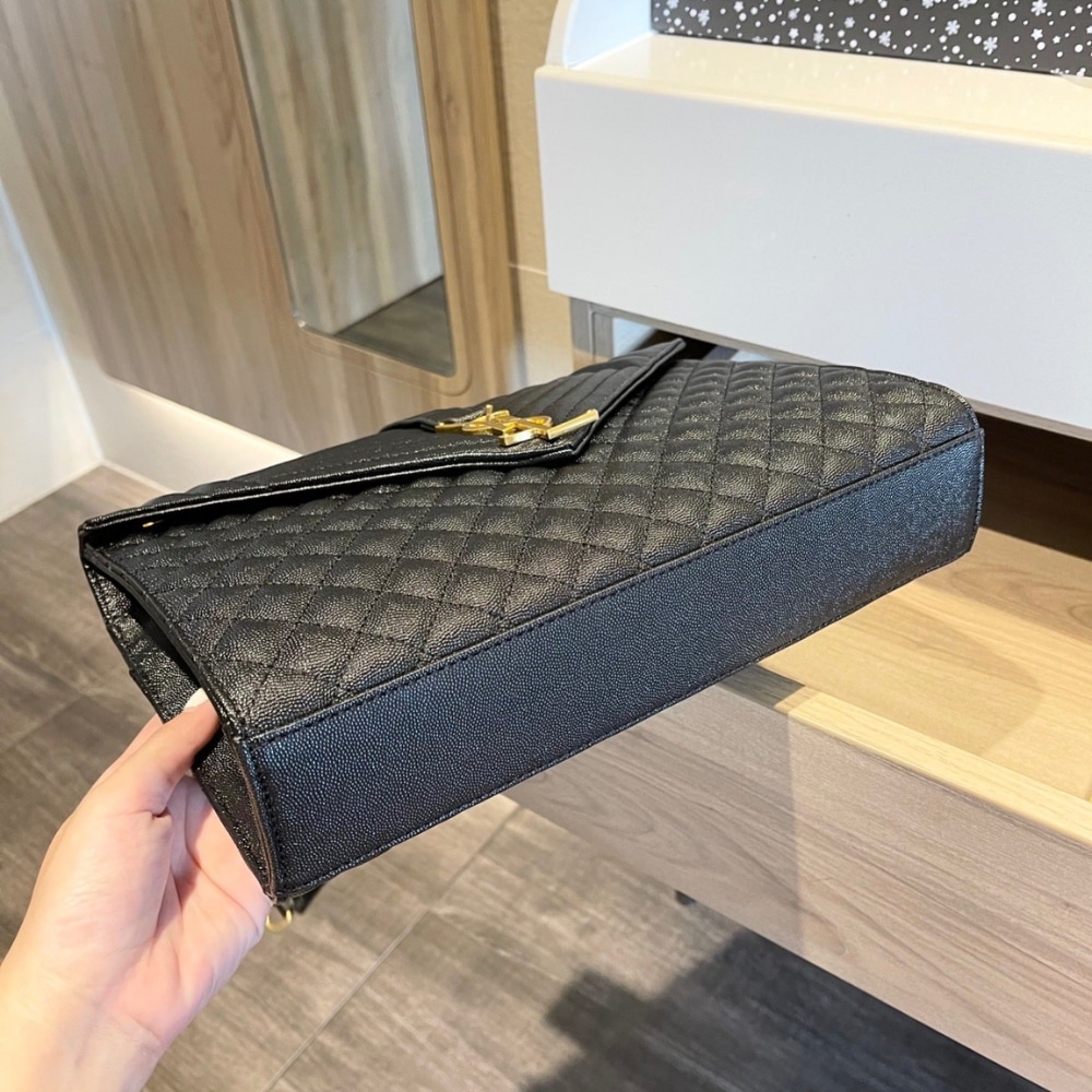 Saint Laurent Envelope Large Mix Matelassé Shoulder Bag Black 31cm 600166BOW911000 - Image 8