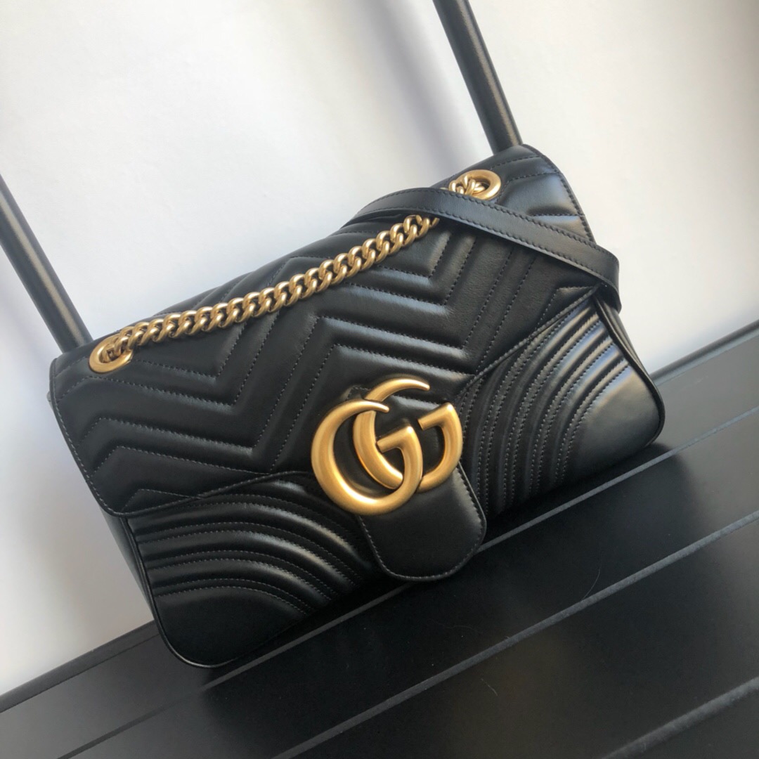 Gucci Marmont Medium Matelassé Shoulder Bag Black 26cm 443496 DTDIT 1000 - Image 2