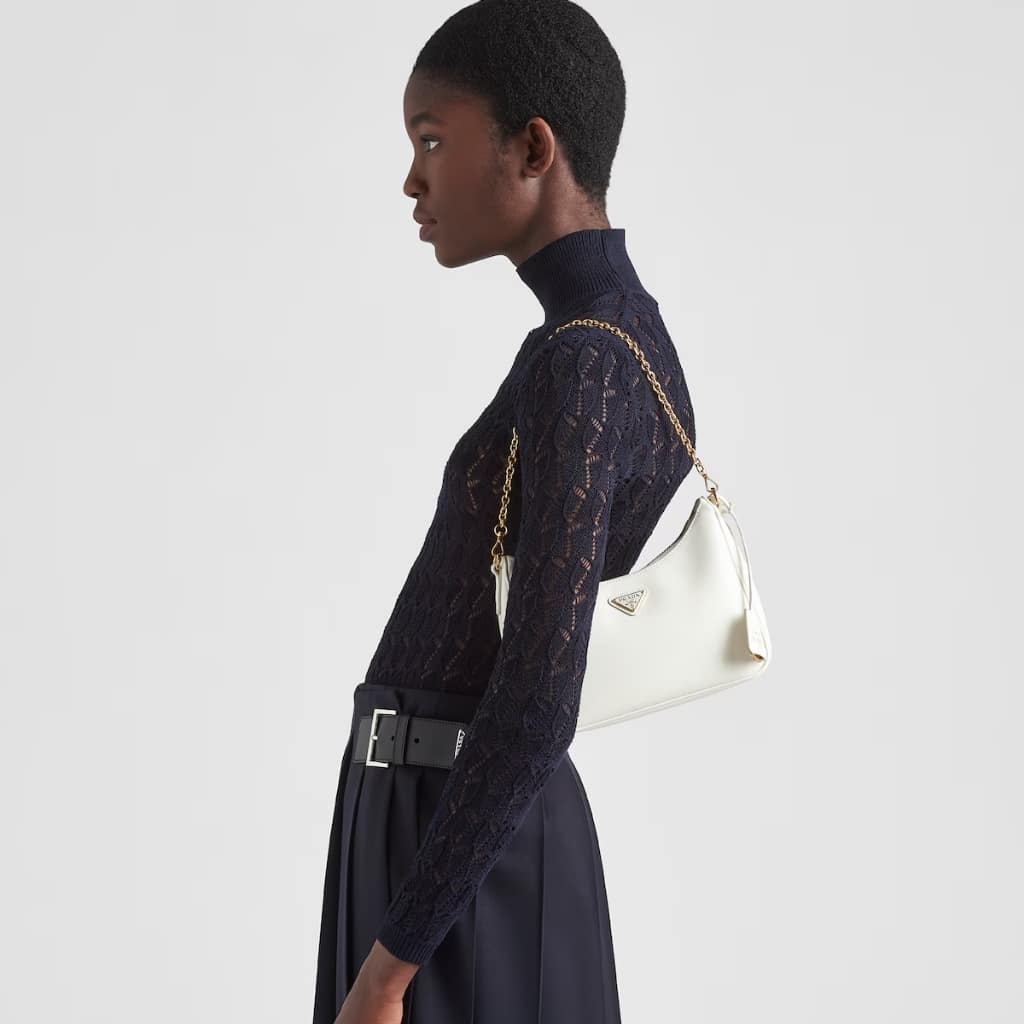 Prada Re Edition 2005 Saffiano Leather Bag White 22cm 1BH204 NZV F02EN V V2M - Image 12