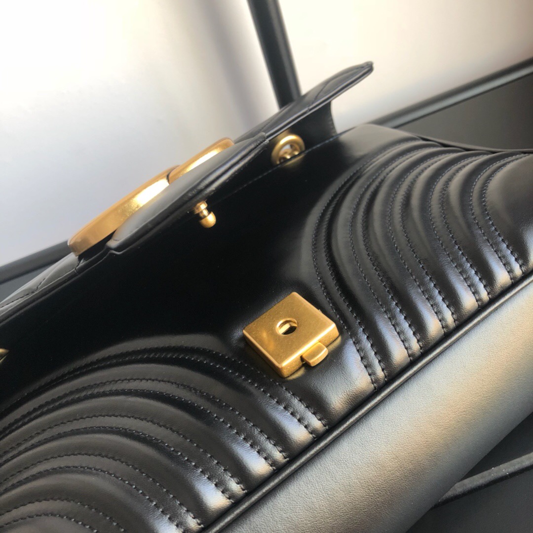 Gucci Marmont Medium Matelassé Shoulder Bag Black 26cm 443496 DTDIT 1000 - Image 9
