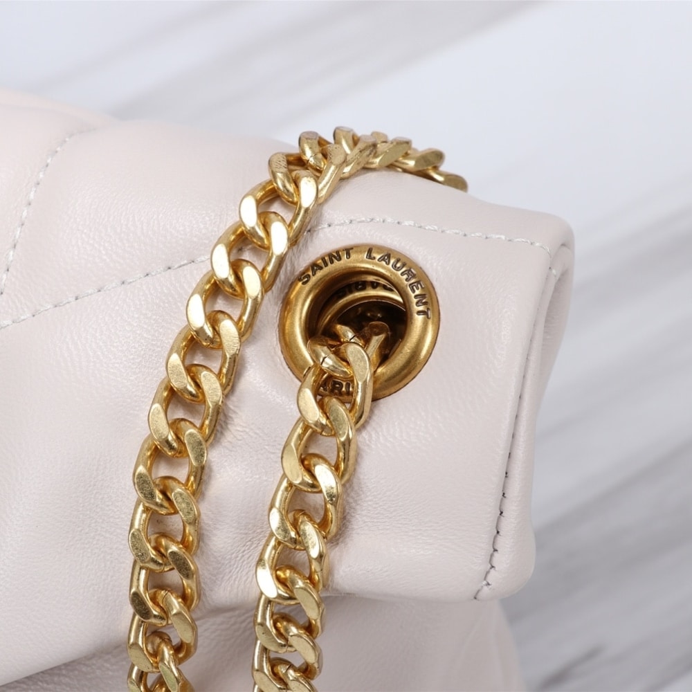 Saint Laurent Puffer Small In Leather Gold Hardware White 29Cm 5774761EL079207 - Image 5