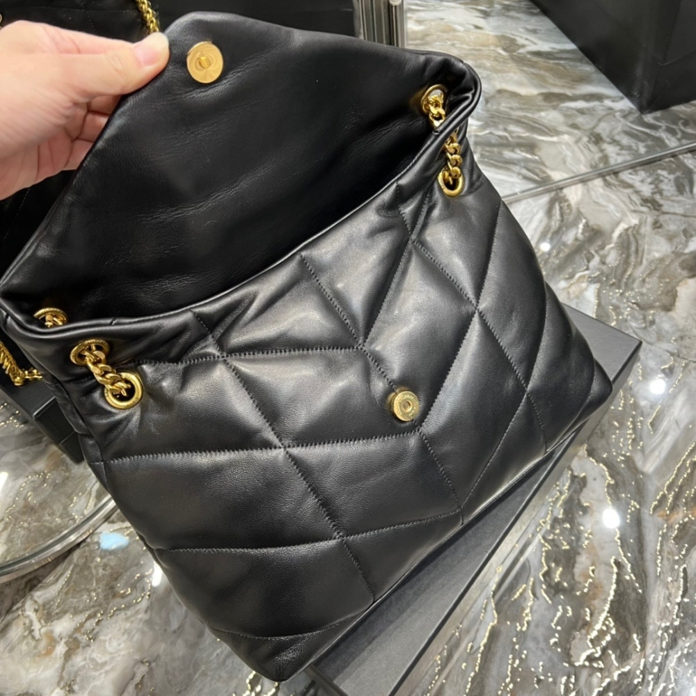 Saint Laurent Puffer Medium In Leather Gold Hardware Black 35cm 5774751EL071000 - Image 3