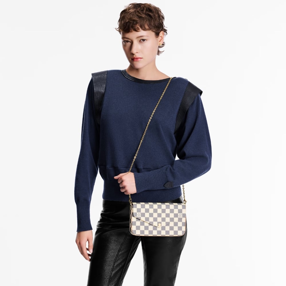 Louis Vuitton Félicie Pochette Damier Azur Canvas Pink 21cm N63106 - Image 6
