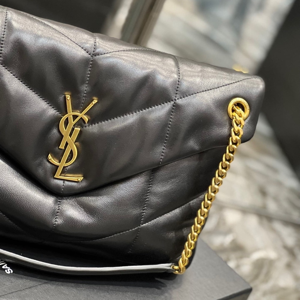 Saint Laurent Puffer Medium In Leather Gold Hardware Black 35cm 5774751EL071000 - Image 8