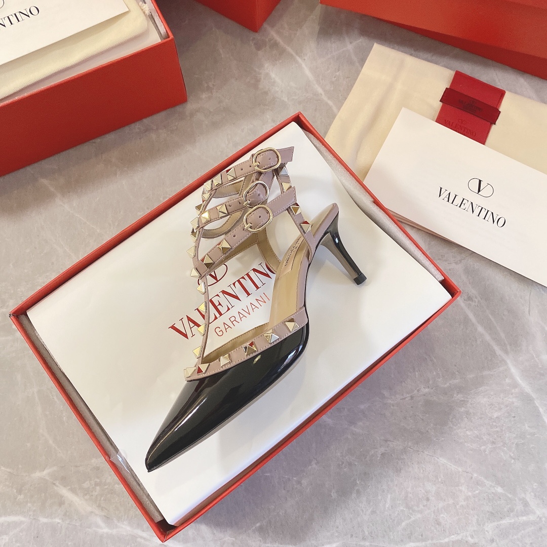 Valentino Rockstud Caged Pump 65Mm Poudre Black 7W2S0375VNW N91 - Image 2
