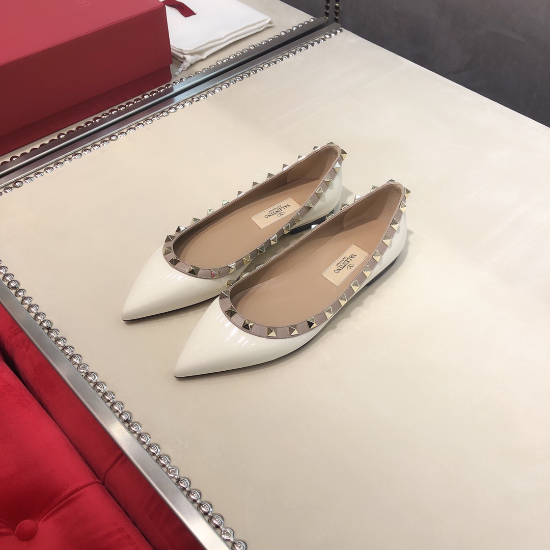 Valentino Patent Rockstud Ballet Flat White W2S0403VNW L62 - Image 2