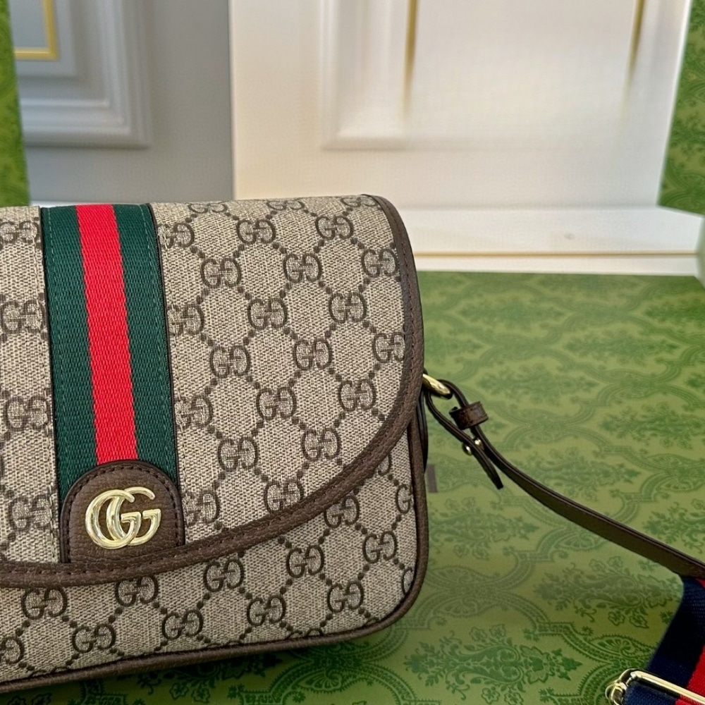 Gucci Ophidia Small Shoulder Bag Beige And Dark Brown GG Supreme 23Cm 722117 FAAX3 9789 - Image 3