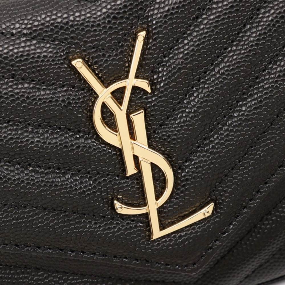 Saint Laurent Classic Cassandre Grain De Poudre Chain Wallet Black 22cm 377828BOW011000 - Image 5