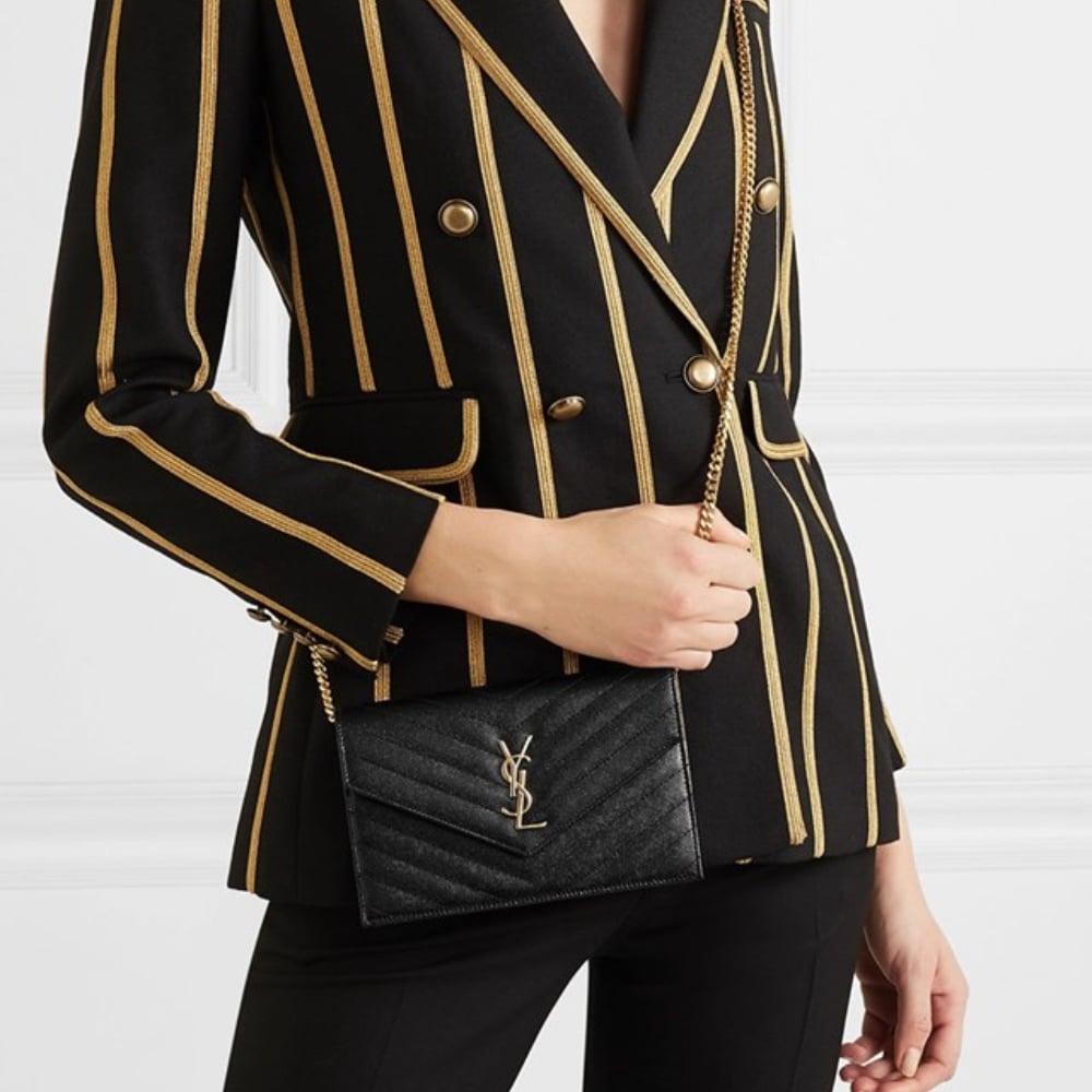 Saint Laurent Classic Cassandre Grain De Poudre Chain Wallet Black 22cm 377828BOW011000 - Image 8