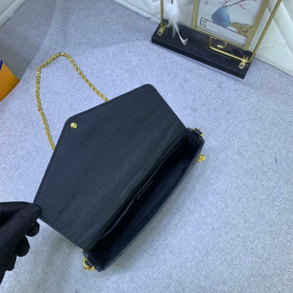 Louis Vuitton Félicie Pochette Monogram Empreinte Leather Crossbody Bag Black 21cm M82477 - Image 7