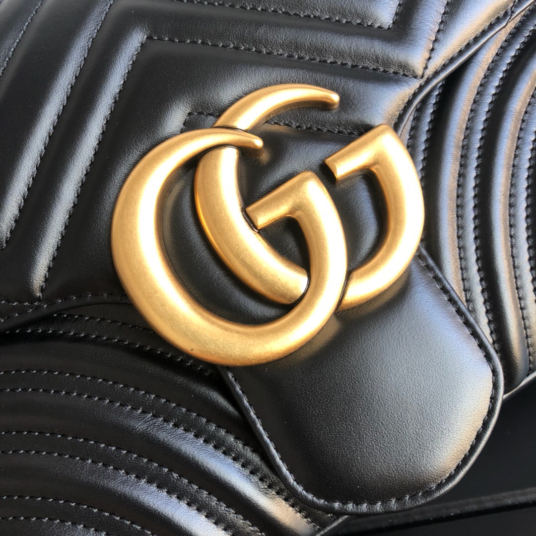 Gucci Marmont Medium Matelassé Shoulder Bag Black 26cm 443496 DTDIT 1000 - Image 5