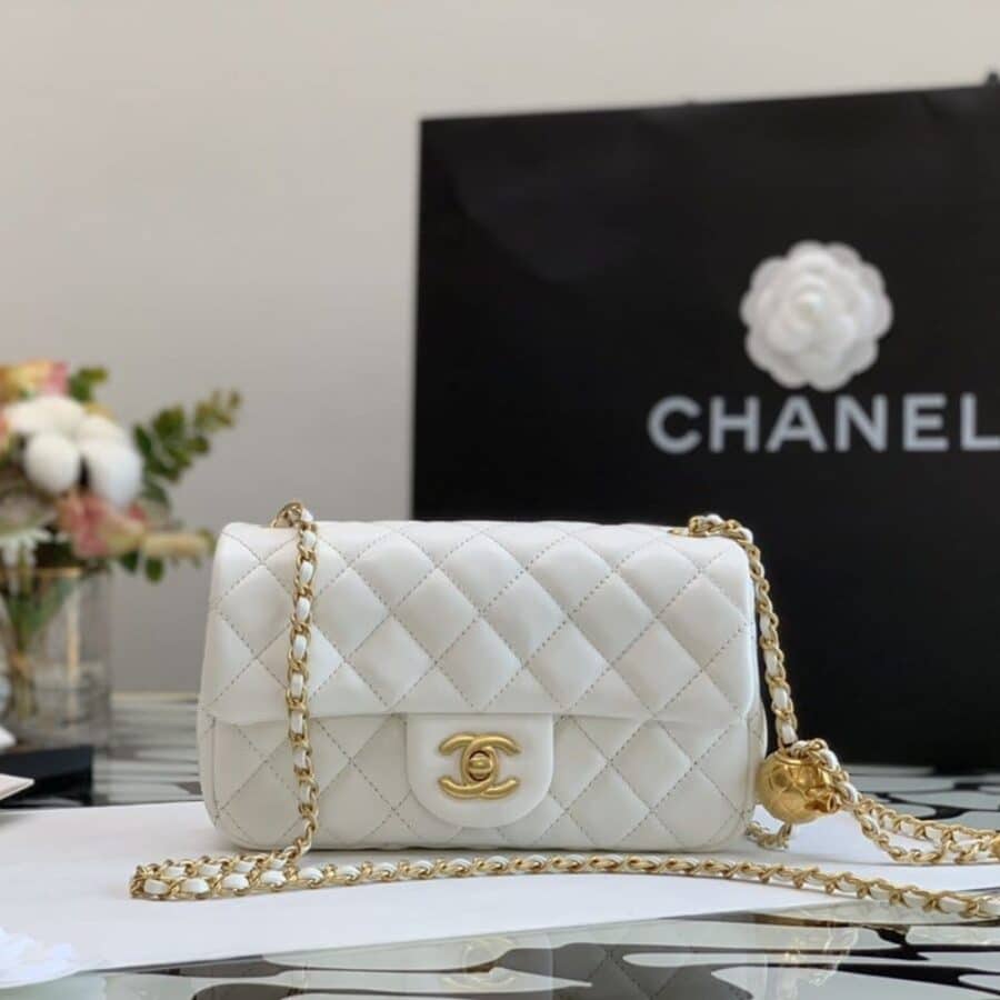 Alternative view of Chanel Mini Flap Bag With Pearls White 20Cm As1787 B02916 10601