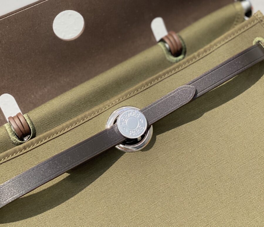Alternative view of Hermes Herbag Zip 31 Bag Palladium Hardware Khaki 31Cm