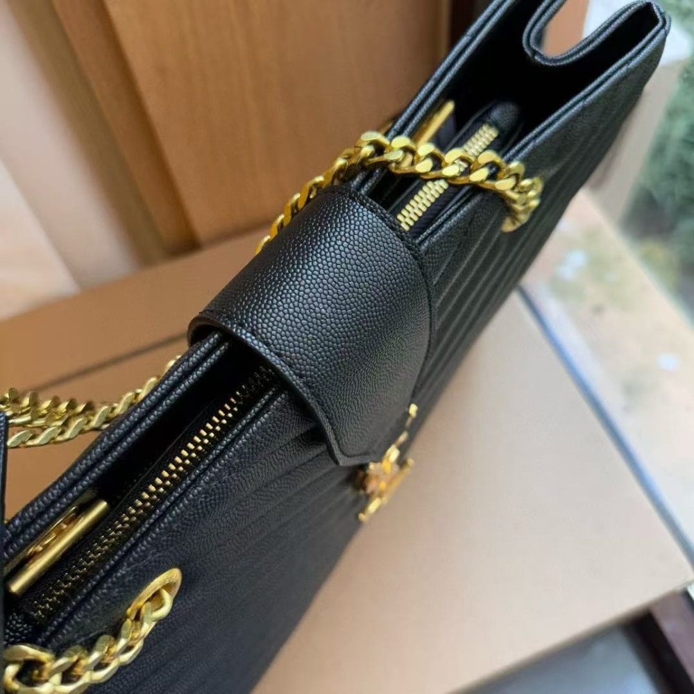 Saint Laurent Matelasse Cassandre Shopper Tote Black Leather 35Cm - Image 3