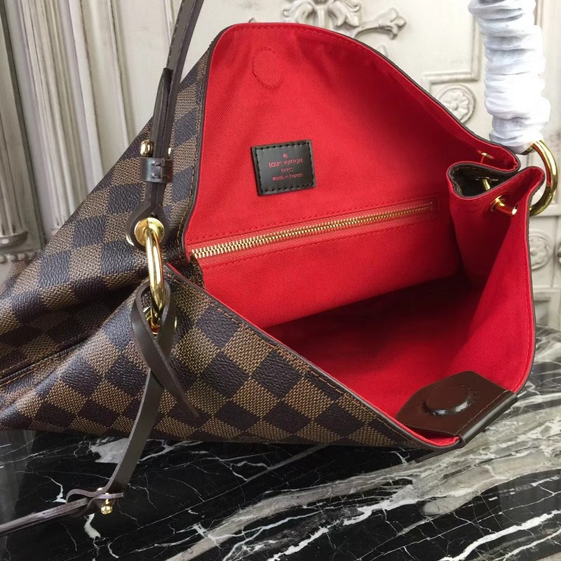 Louis Vuitton Graceful PM Damier Ebene Brown Red 35cm N44044 - Image 3