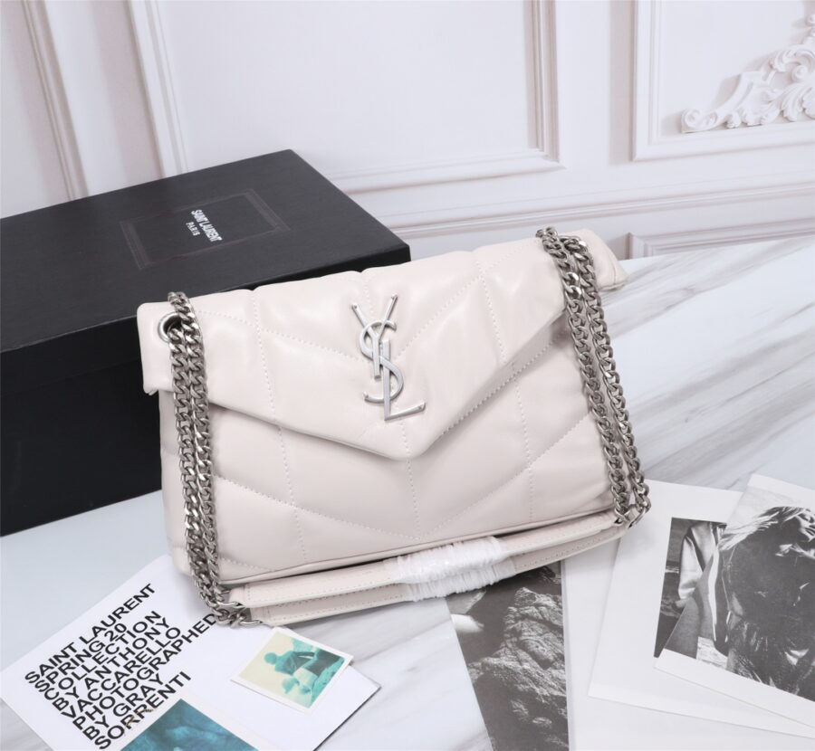 Alternative view of Saint Laurent Puffer Small In White Leather Silver Hardware 29cm