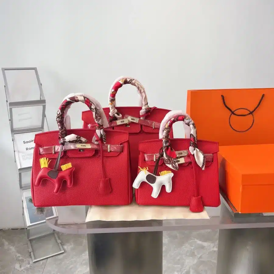 Alternative view of Hermes Birkin Gold Hardware Epsom Red 25Cm