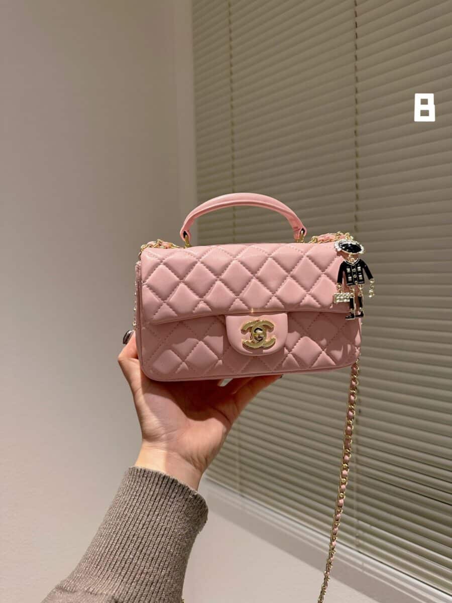 Alternative view of Chanel Mini Flap Bag With Top Handle Lion Charm Pink 21Cm