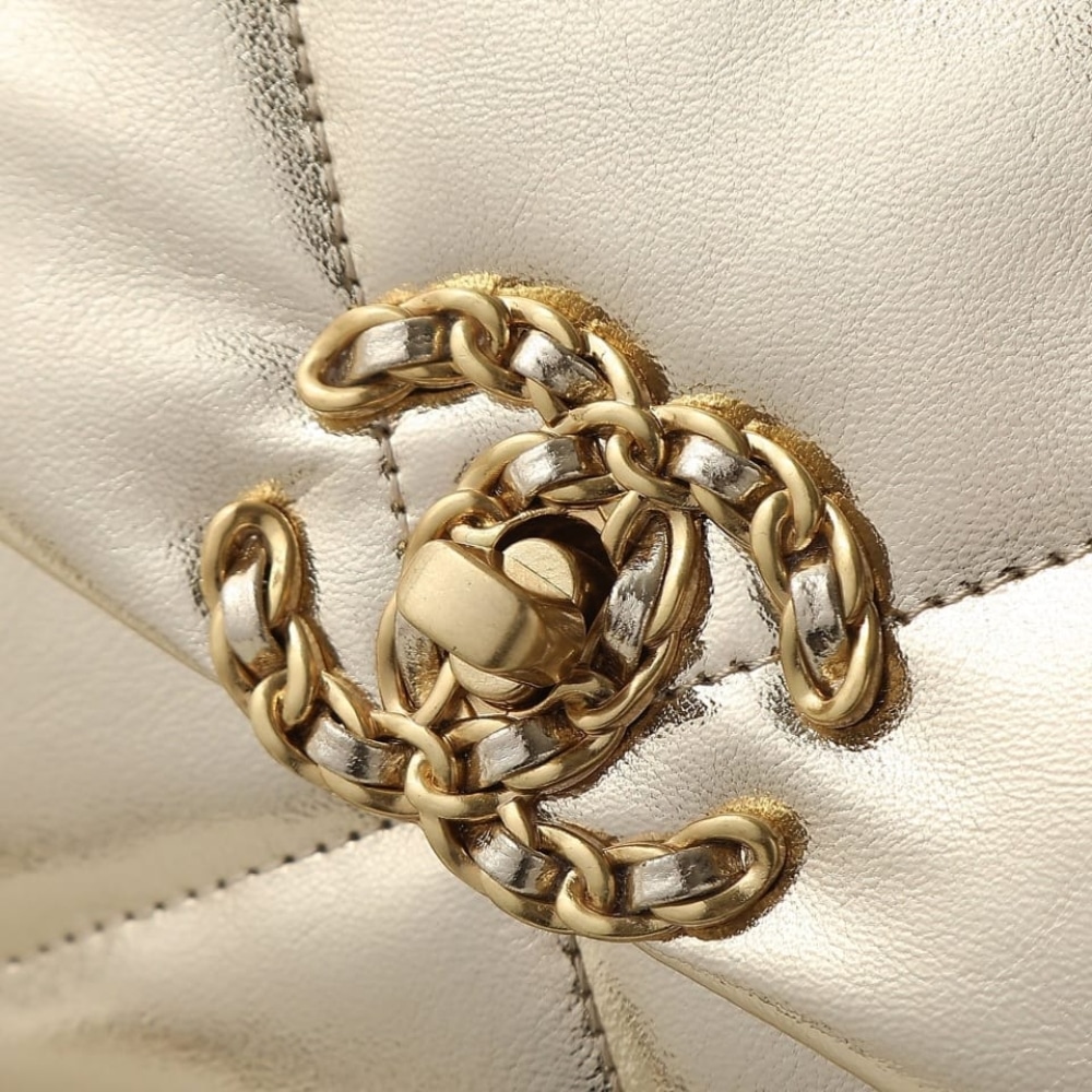 Chanel 19 Handbag Metallic Gold And Silver Tone 26Cm As1160 B05457 Nc293 - Image 6