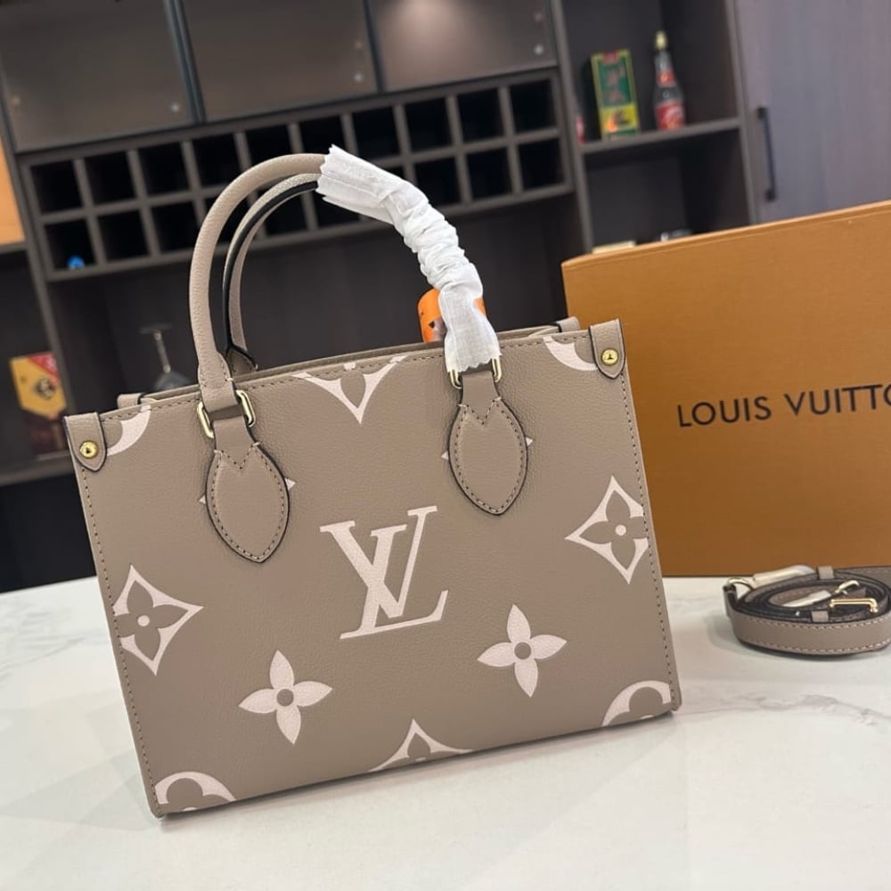 Louis Vuitton Onthego PM Bicolor Monogram Empreinte Leather Tote Bag Beige 25cm M45779 - Image 4