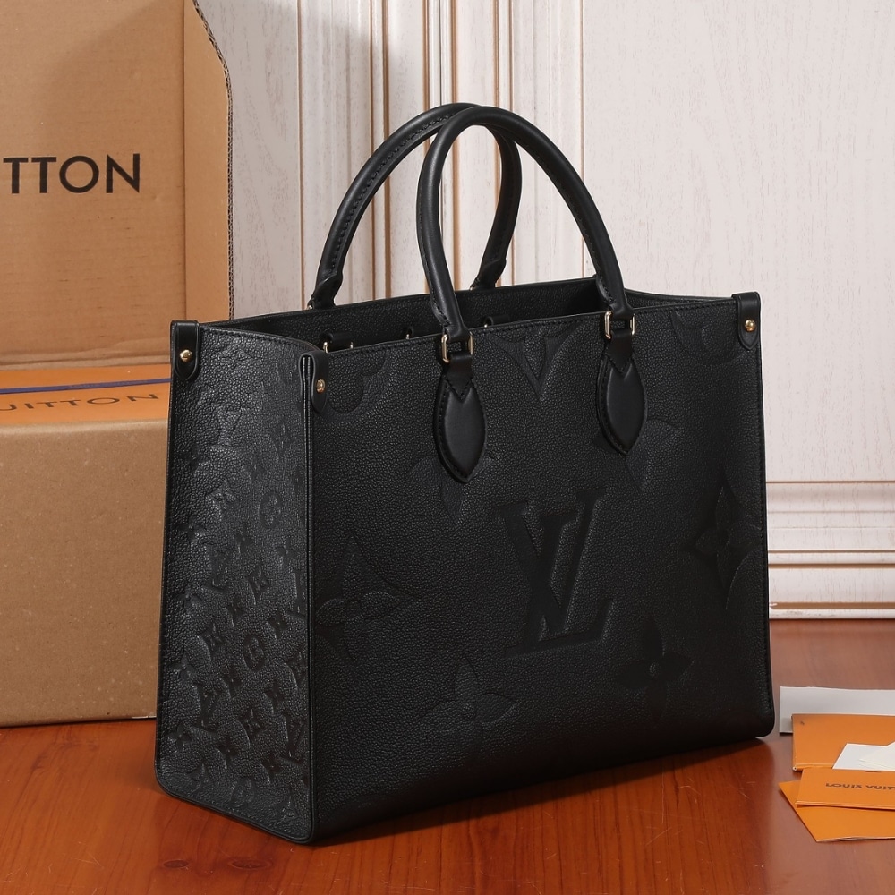 Louis Vuitton Onthego MM Monogram Empreinte Leather Tote Bag Black 35cm M45595 - Image 3