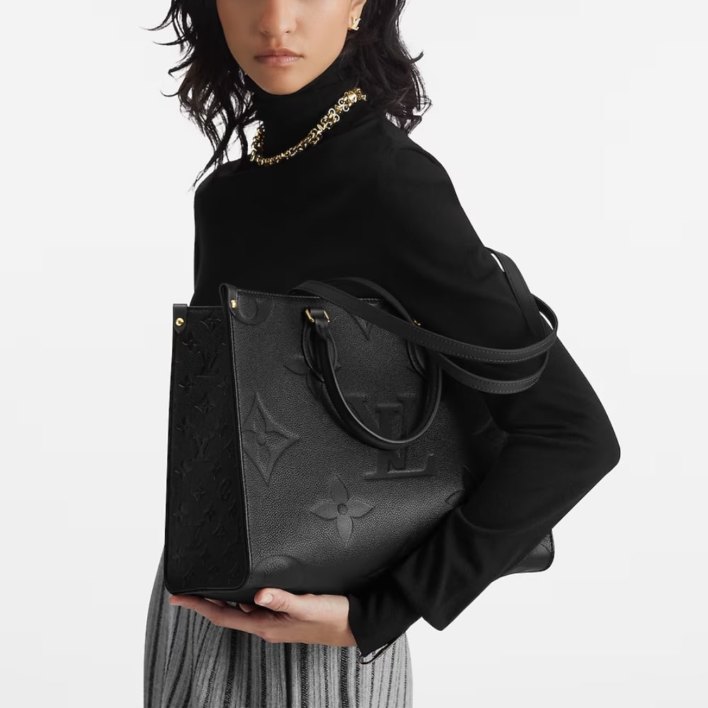 Louis Vuitton Onthego MM Monogram Empreinte Leather Tote Bag Black 35cm M45595 - Image 5