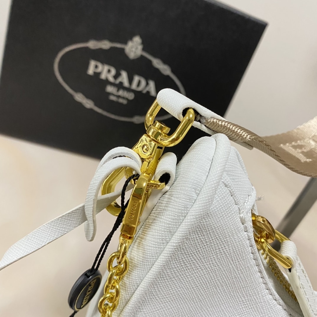 Prada Re Edition 2005 Saffiano Leather Bag White 22cm 1BH204 NZV F02EN V V2M - Image 4