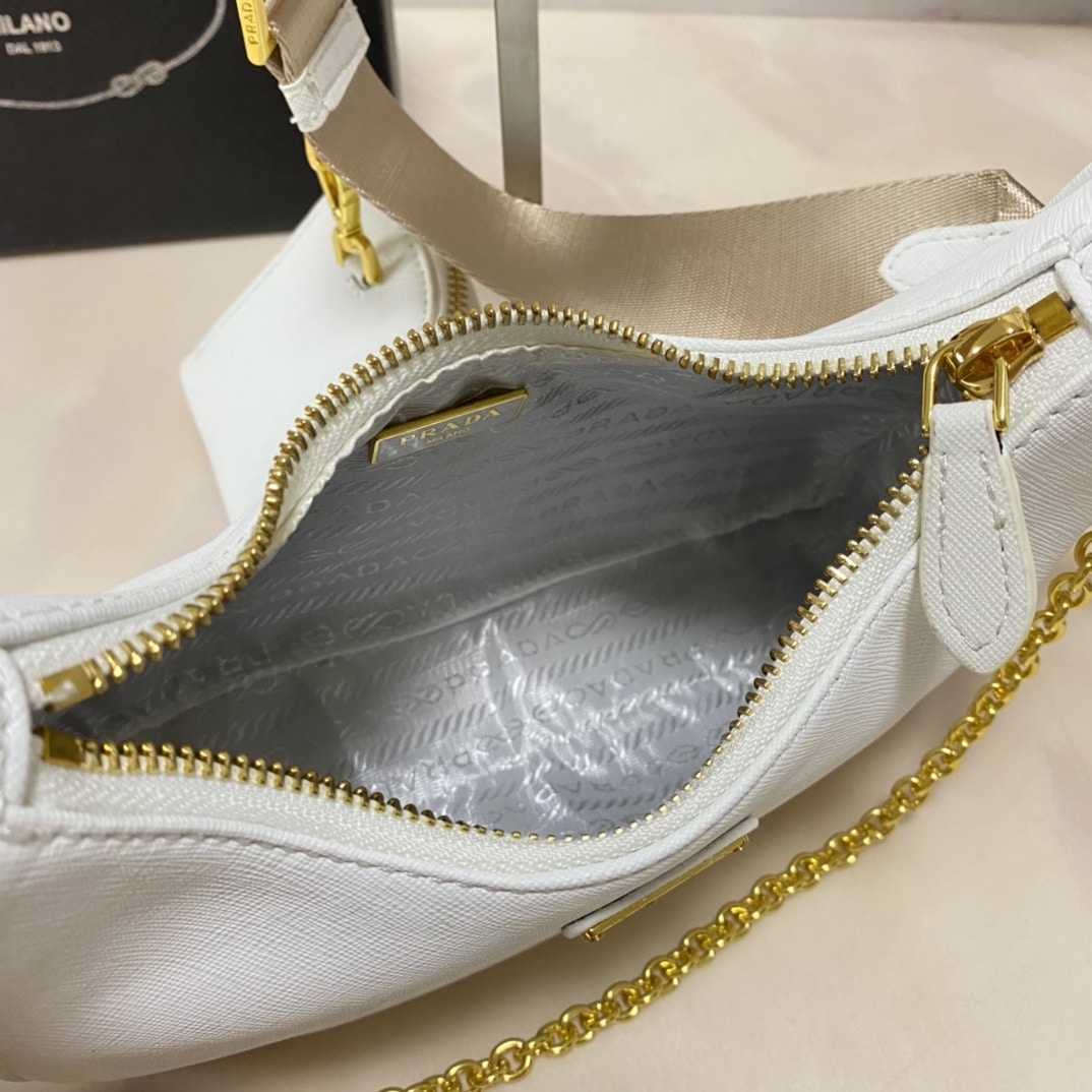 Prada Re Edition 2005 Saffiano Leather Bag White 22cm 1BH204 NZV F02EN V V2M - Image 9