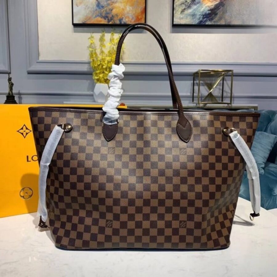 Alternative view of Louis Vuitton Neverfull GM Damier Ebene Canvas Tote Bag Cerise Red 39cm N40597