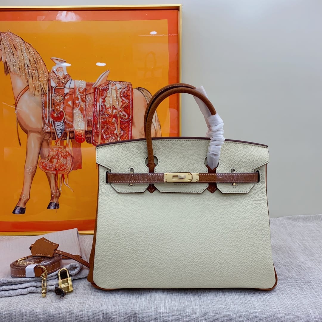 Hermes Birkin 30 Togo Brushed Leather Gold Hardware Beige Brown 30Cm - Image 2