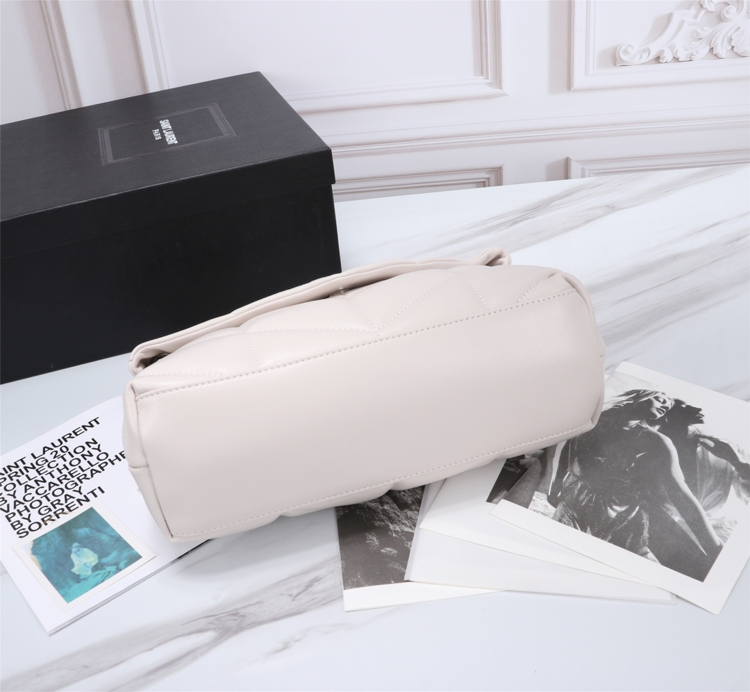 Saint Laurent Puffer Small In White Leather Silver Hardware 29cm - Image 9