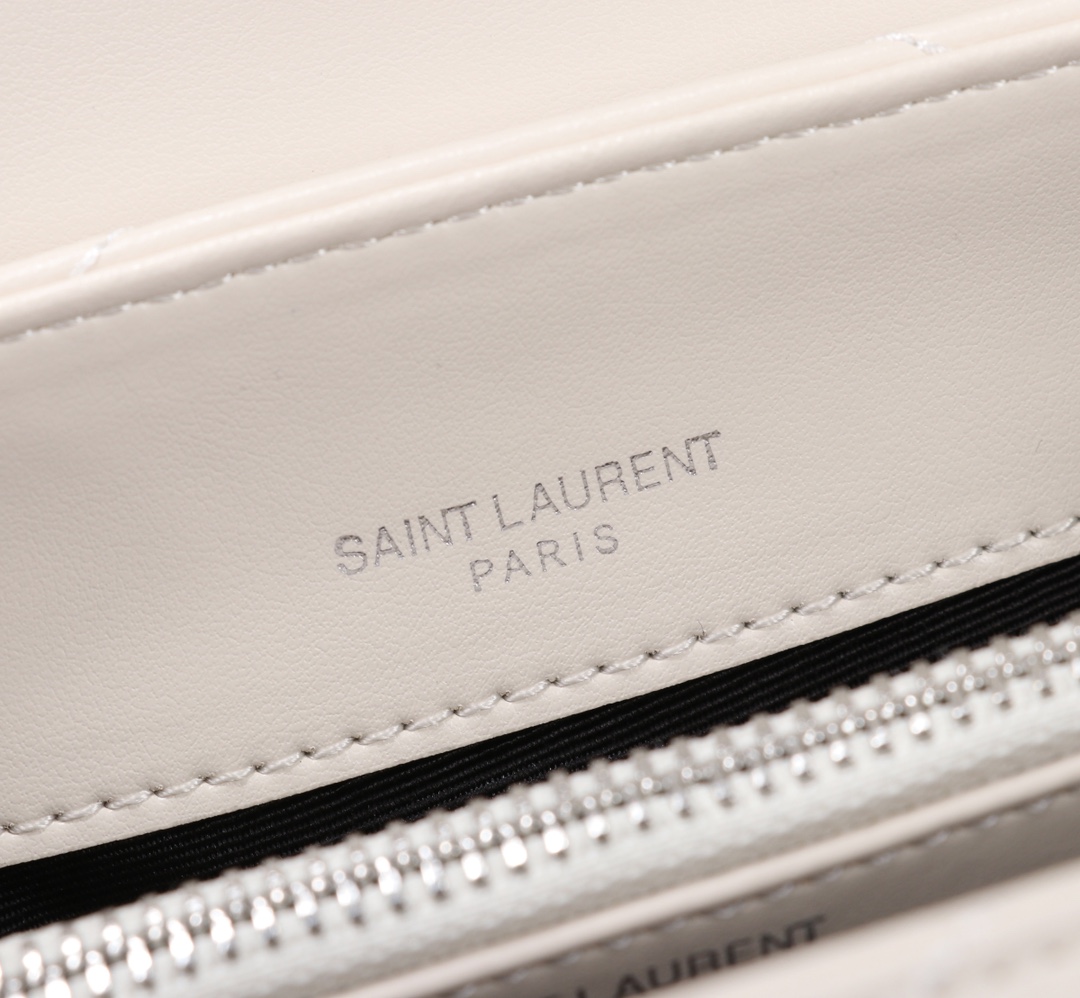 Saint Laurent Loulou Small Chain Bag In Matelassé Y Leather White Silver 23Cm 494699DV726 9207 - Image 5