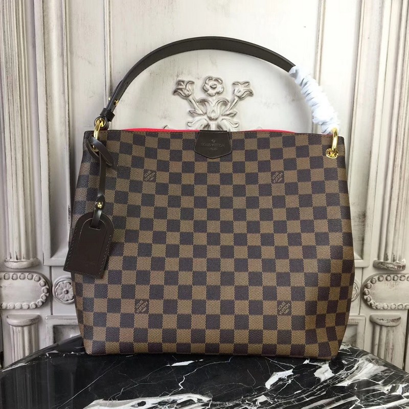 Louis Vuitton Graceful PM Damier Ebene Brown Red 35cm N44044 - Image 2