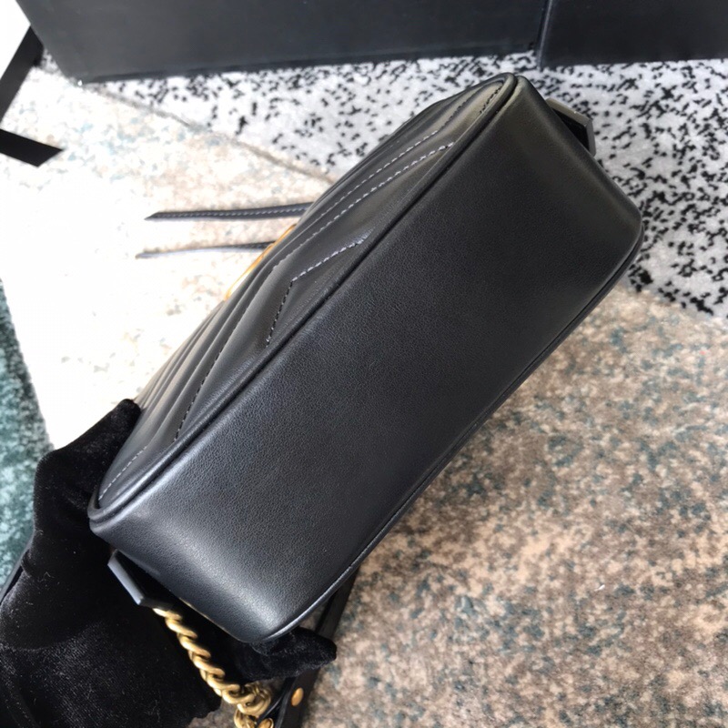 Gucci Marmont Small Matelasse Shoulder Bag Black 24cm 447632 DTD1T 1000 - Image 5
