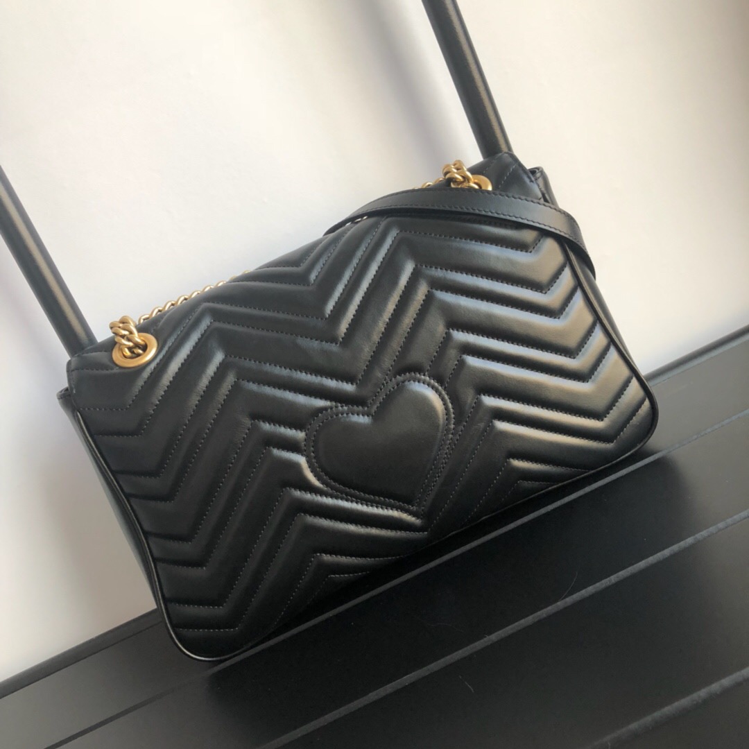 Gucci Marmont Medium Matelassé Shoulder Bag Black 26cm 443496 DTDIT 1000 - Image 3